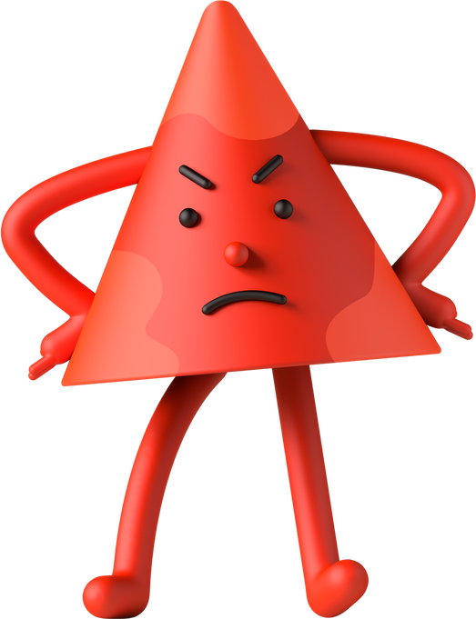 Triangular Angry 3d Character Illustration