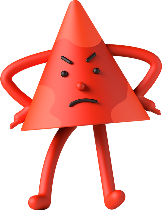 Triangular Angry 3d Character Illustration